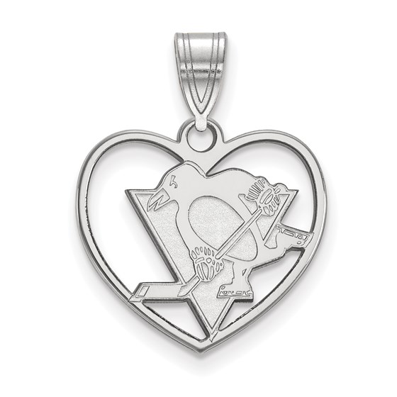 Sterling Silver NHL Pittsburgh Penguins Heart Pendant Sterling Silver NHL Pittsburgh Penguins Heart Pendant